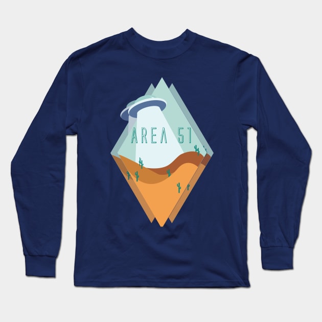 Triple Diamond-View Desert Area 51 in Teal Long Sleeve T-Shirt by NichDesigns